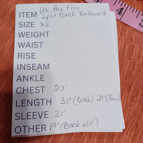 We The Free Size XS Long Sleeve Split Back Turtleneck Raw Seams Rust Orange - Picture 8 of 8